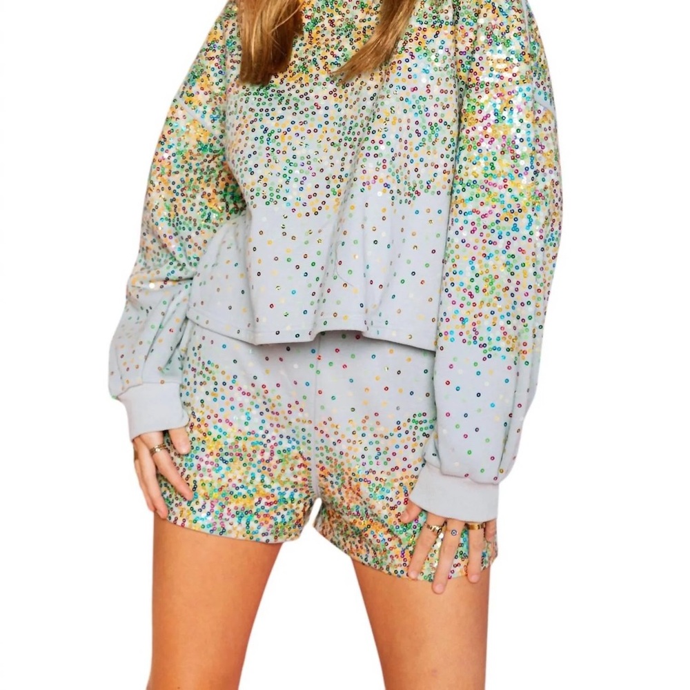 QUEEN OF SPARKLES Multicolor Sequin Shorts